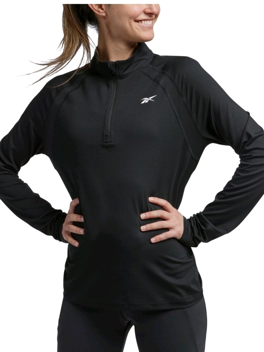 Reebok Identity Performance Quarter Zip Athletic Top Activewear Sporty Size S